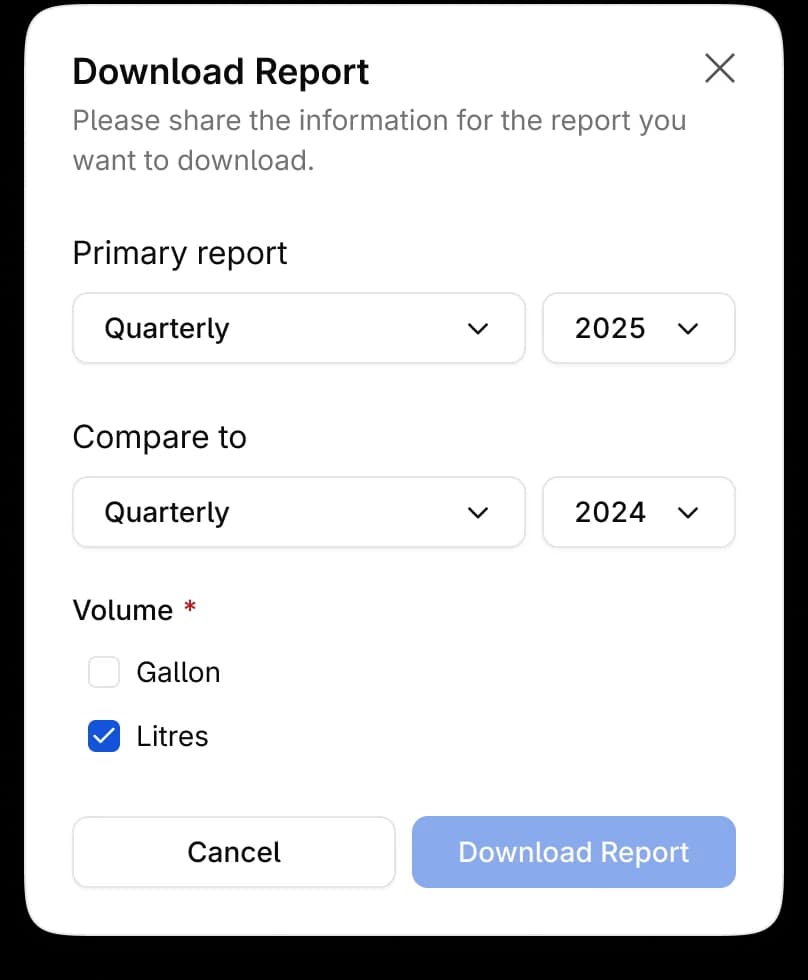 Download report modal