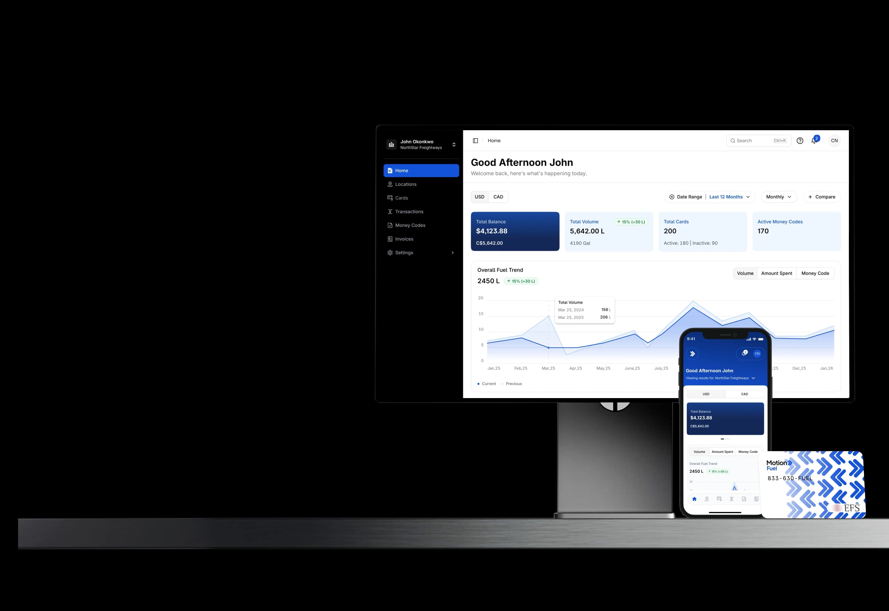 Motion dashboard on desktop and mobile